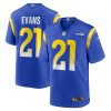 zach evans 21 los angeles rams game men jersey royal