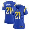 zach evans 21 los angeles rams game women jersey royal