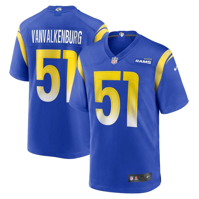 zach vanvalkenburg 51 los angeles rams game men jersey royal