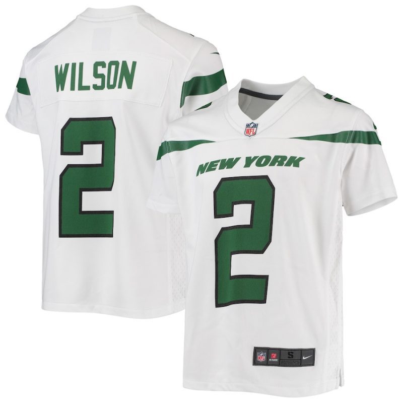 zach wilson 2 new york jets youth game jersey white