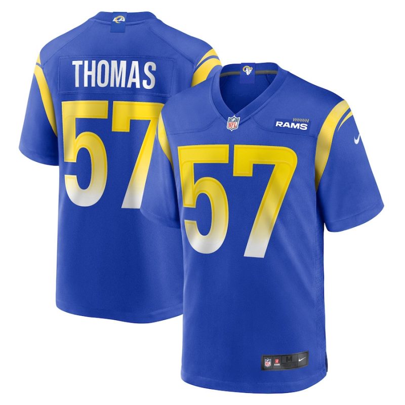 zachary thomas 57 los angeles rams game men jersey royal