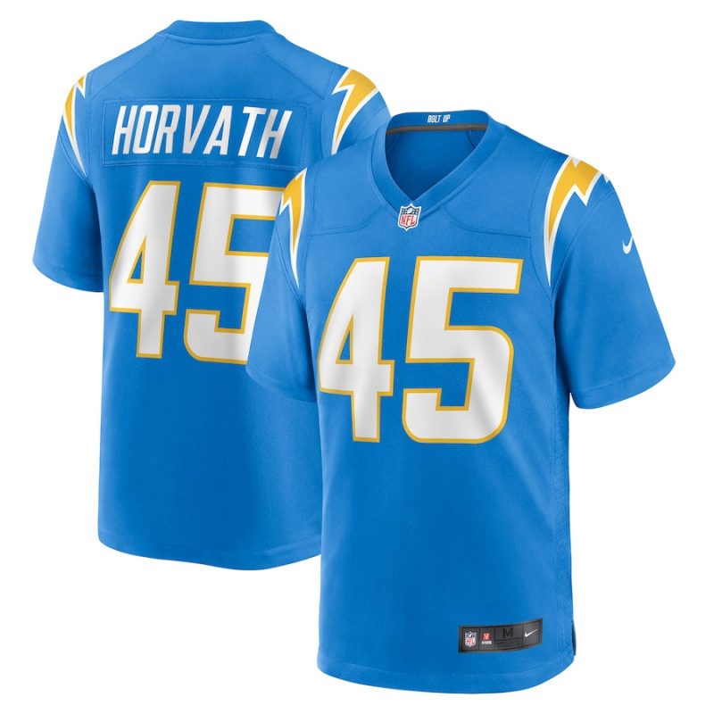 zander horvath 45 los angeles chargers men game jersey powder blue