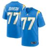 zion johnson 77 los angeles chargers men game jersey powder blue